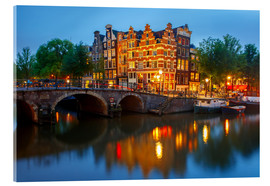 Quadro em acrílico  Night city view of Amsterdam