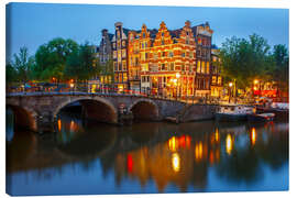 Quadro em tela  Night city view of Amsterdam