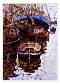 Póster  Boats in the port of Trieste - Egon Schiele