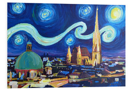 Quadro em PVC  Starry Night in Vienna Austria   Saint Stephan Cathedral Van Gogh Inspirations - M. Bleichner