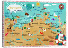 Quadro em tela  Mapa colorido do mar Báltico - Elisandra Sevenstar