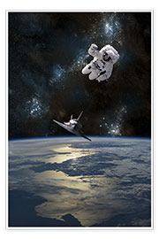 Póster  At astronaut drifting in space - Marc Ward