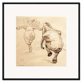 Impressão artística com moldura  Two dancing elephant - Heinrich Kley