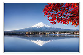 Póster  Mount Fuji and Lake Kawaguchiko in autumn - Jan Christopher Becke