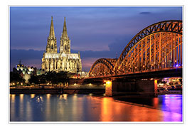 Póster  Cologne Cathedral and Hohenzollern Bridge at night - Oliver Henze