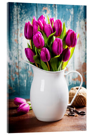 Quadro em acrílico  Purple Tulips in an enamel jug
