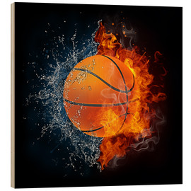 Quadro de madeira  Bola de basquetebol a lutar contra os elementos