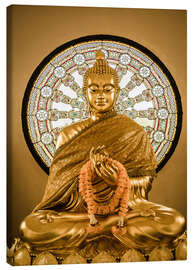 Quadro em tela  Buddha statue and Wheel of life background