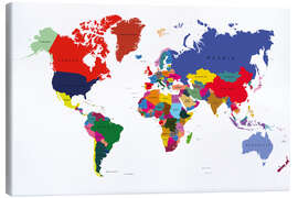 Quadro em tela  Mapa do mundo (inglês)