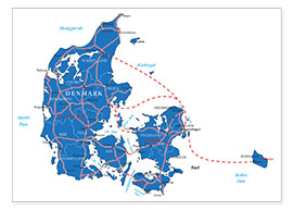Póster  Denmark map