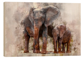 Quadro de madeira  Elefantes - Peter Roder