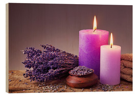 Quadro de madeira  Spa still life with candles and lavender - Elena Schweitzer