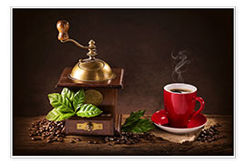 Póster  Coffee mill with a cup of coffee - Elena Schweitzer