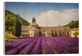 Quadro de madeira  Senanque Abbey with lavender fields - Elena Schweitzer