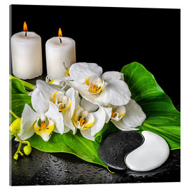 Quadro em acrílico  Spa concept with candles and orchids