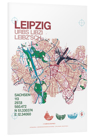 Quadro em PVC  Motivo da cidade do mapa de Leipzig - campus graphics