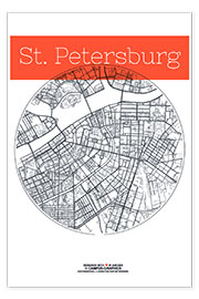 Póster  Círculo de mapa de São Petersburgo - campus graphics