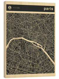 Quadro de madeira  PARIS CITY MAP - Jazzberry Blue