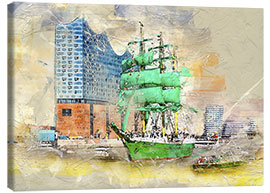Quadro em tela  Hamburg Elbphilharmonie with the sailing ship Alexander von Humboldt - Peter Roder