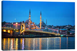 Quadro em tela  Galata Bridge at night in Istanbul