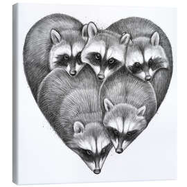 Quadro em tela  Heart from raccoons - Nikita Korenkov