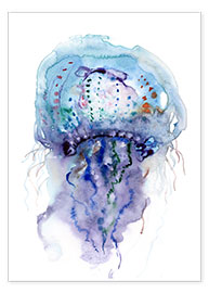 Póster  Jellyfish purple and blue - Verbrugge Watercolor