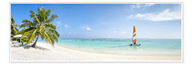 Póster  Maldives beach panorama with sailboat - Jan Christopher Becke