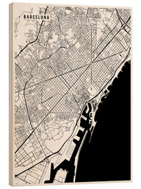 Quadro de madeira  Barcelona Spain Map - Main Street Maps