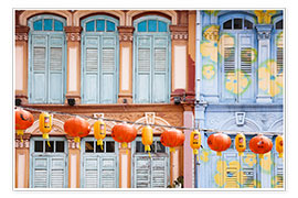 Póster  Janelas coloridas em Chinatown, Singapura - Matteo Colombo