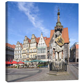 Quadro em tela  Historic Market Square in Bremen with Roland Statue - Jan Christopher Becke