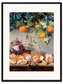 Impressão artística com moldura  Ainda vida com laranjas - Rafael Romero Barros