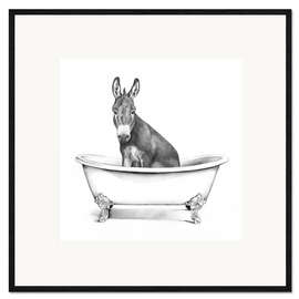Impressão artística com moldura  Burro na banheira - Victoria Borges