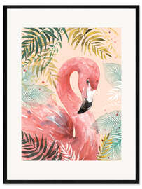 Impressão artística com moldura  Flamingo na selva - Di Brookes