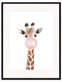 Impressão artística com moldura  Girafa com chiclete - Sisi And Seb