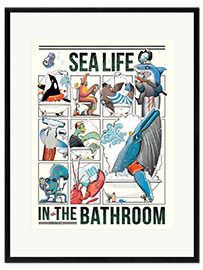 Impressão artística com moldura  Vida marinha no banheiro - Wyatt9