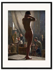 Impressão artística com moldura  Male Nude in the Studio of Bonnat - Laurits Regner Tuxen